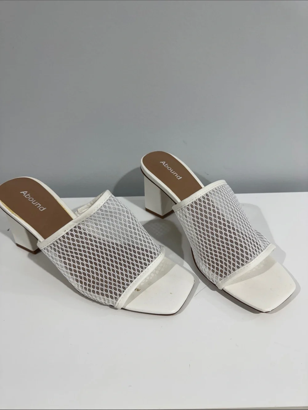 Abound White Mesh Block Heel Mules